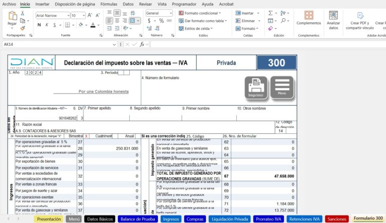 Formulario 300 para Declaración de Impuesto a las Ventas - IVA