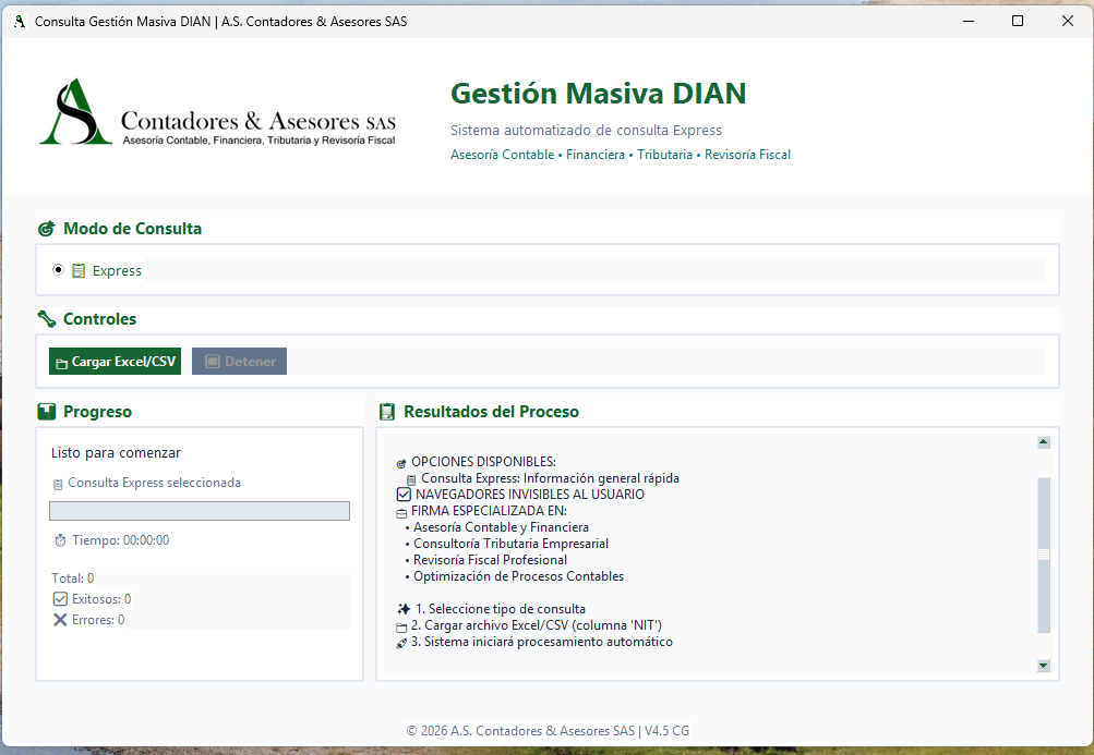 Automatización DIAN: Verificador Masivo de RUT + Lector de Eventos de Facturas Electrónicas​