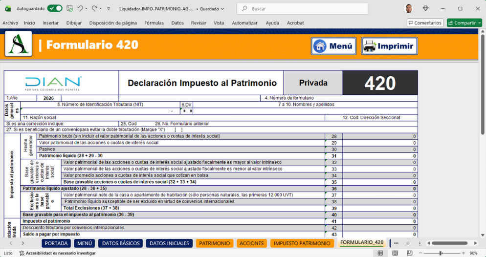 Herramienta para Determinar y Liquidar el Impuesto al Patrimonio 2026 ...