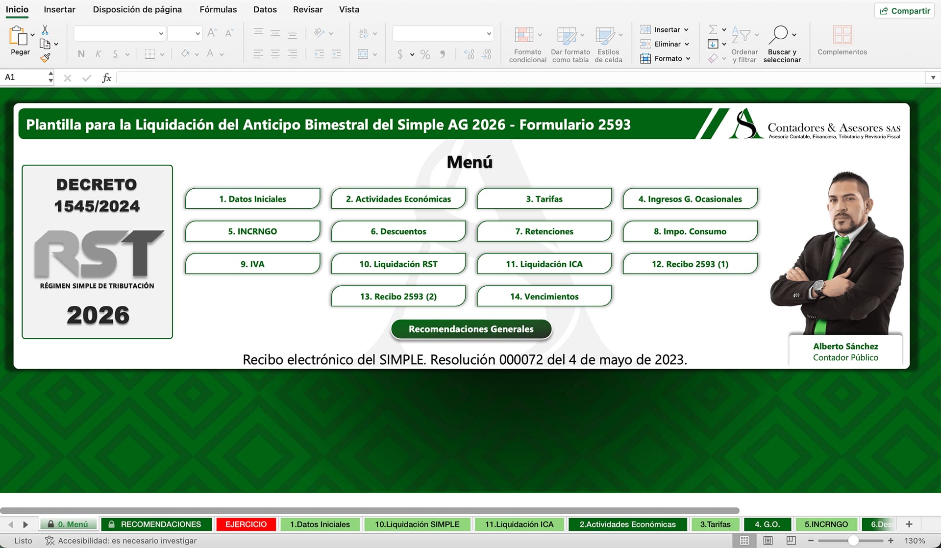 Anticipos bimestrales del Régimen Simple Año 2026 - Formulario 2593